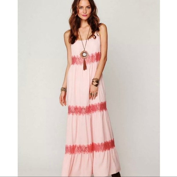 NWT Free People Sheet Lace Maxi Dress in Antique Rose - Picture 1 of 7